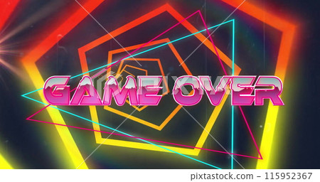 Image of game over text over neon pattern Image of game over text over neon pattern 115952367