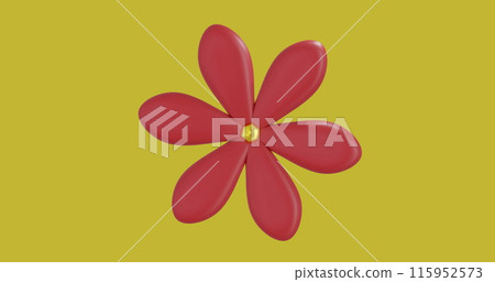 Image of chinese red flower with copy space on yellow background 115952573