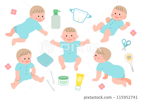 嬰兒和護膚品插圖集 嬰兒和護膚品插圖集 115952741