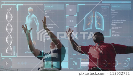 Image of human body data and statistics over two multi-ethnic rugby teams playing rugby, running and Image of human body data and statistics over two multi-ethnic rugby teams playing rugby, running and 115952751