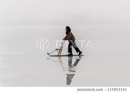Girl on a sled. Girl on a sled. 115953141