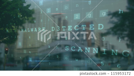 Image of data processing over cityscape 115953172