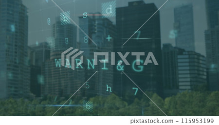 Image of data processing over cityscape 115953199