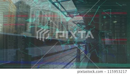 Image of network of connections over cityscape 115953217