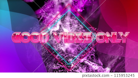 Image of good vibes only text with shapes over black backround 115953245