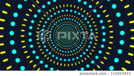 Image of kaleidoscopic colorful shapes on dark background Image of kaleidoscopic colorful shapes on dark background 115953453