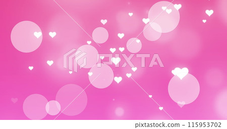 Image of dots and hearts on pink background 115953702