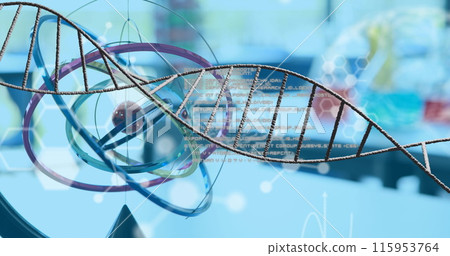 Image of dna strand over lab Image of dna strand over lab 115953764