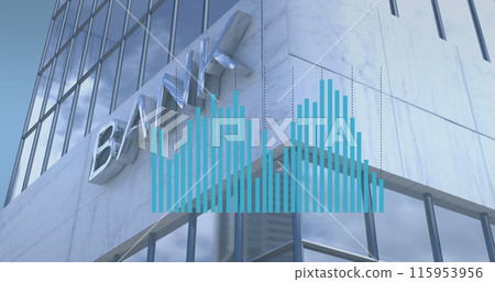 Image of financial graphs over bank building Image of financial graphs over bank building 115953956