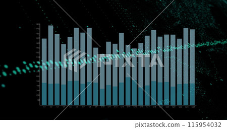 Image of financial graphs and data over black background 115954032