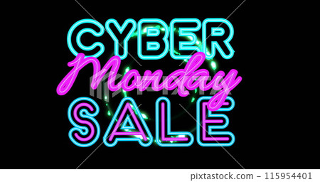 Image of cyber monday sale text over circles 115954401