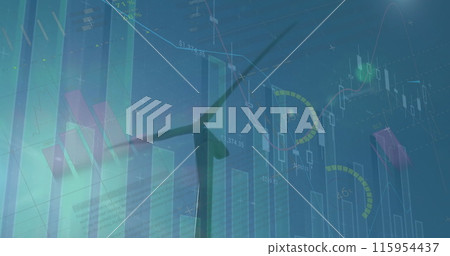 Image of statistics and financial data processing over servers 115954437