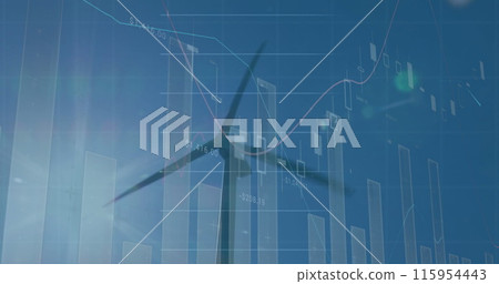 Image of green line and data processing over grid 115954443