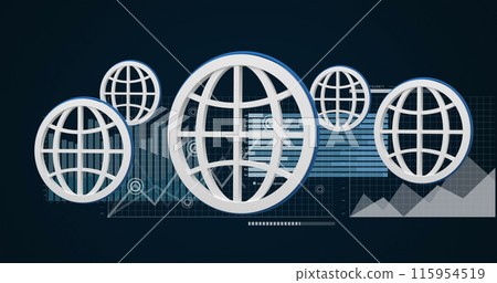 Image of financial data processing over dark background 115954519