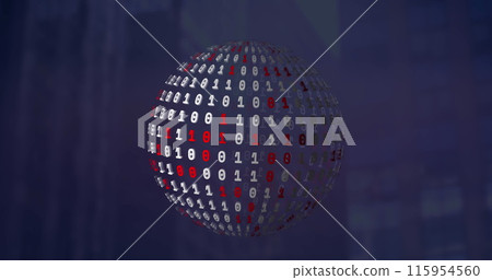 Image of globe with network of connections over binary coding Image of globe with network of connections over binary coding 115954560