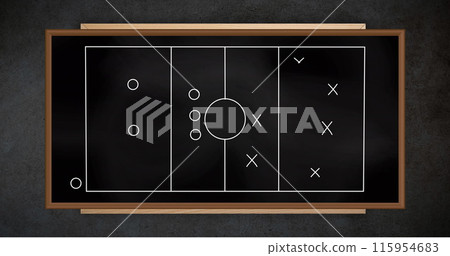 Image of game plan on black board over black background 115954683