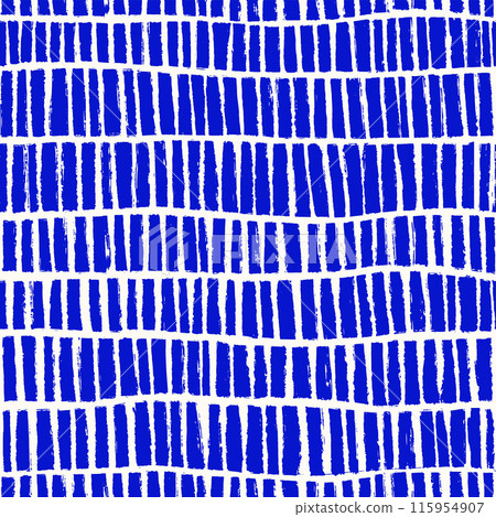 Naive Blue playful boho seamless pattern with hand drawn textured dashes. Abstract matisse pattern in bright childish colors. Messy graffiti wallpaper print. Swiss Doodle contemporary design for kids. 115954907