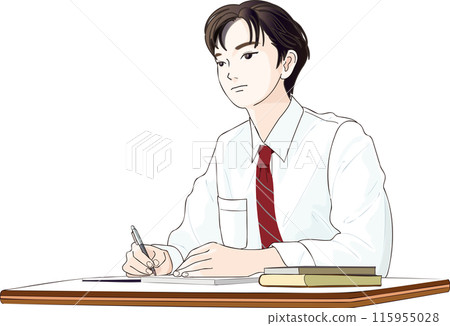 國中和高中男孩側身學習 國中和高中男孩側身學習 115955028