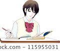 國中和高中女孩學習，前視圖 115955031