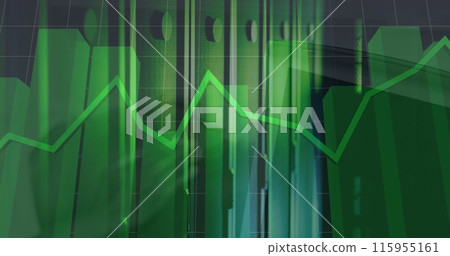 Image of multiple graphs against server rack in server room Image of multiple graphs against server rack in server room 115955161