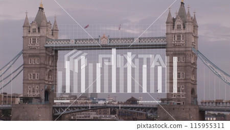 Image of statistics and data processing over london cityscape 115955311