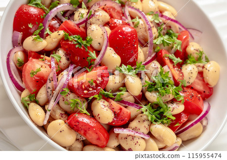 Piyaz, Turkish white bean salad in a bowl Piyaz, Turkish white bean salad in a bowl 115955474