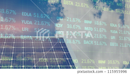 Image of financial data processing over cityscape Image of financial data processing over cityscape 115955996