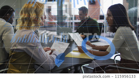 Image of data processing over group of diverse people 115956133