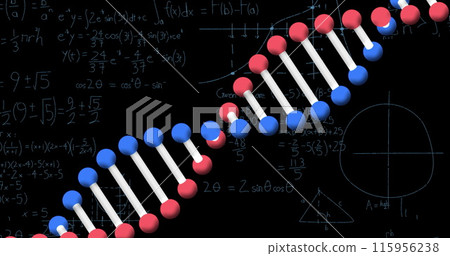 Image of mathematical equations over digital model Image of mathematical equations over digital model 115956238