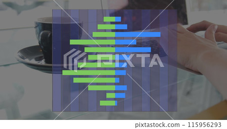 Image of network of connections over hands using laptop with technology background 115956293