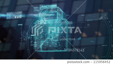 Image of financial data processing over online security padlock Image of financial data processing over online security padlock 115956452