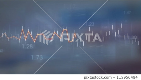 Image of financial data processing over dark background Image of financial data processing over dark background 115956484