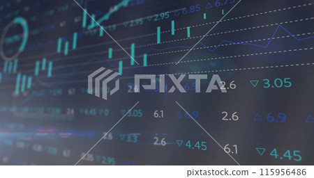 Image of financial data processing over dark background 115956486