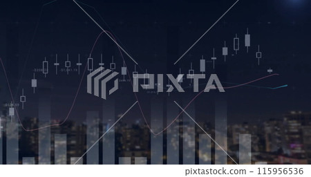 Image of diagrams and data processing over cityscape Image of diagrams and data processing over cityscape 115956536