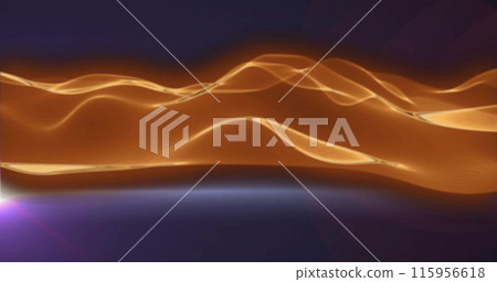 Image of orange light waves moving up and down over purple and white light Image of orange light waves moving up and down over purple and white light 115956618