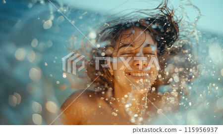 Woman Enjoying a Refreshing Shower 115956937