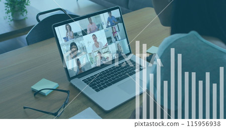 Image of financial data processing over business people in office 115956938