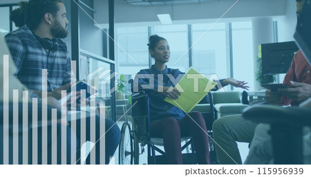 Image of financial data processing over business people in office 115956939