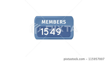 Image of numbers changing and members text in blue banner on white background 115957007
