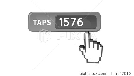 Image of numbers changing and taps text in grey banner with finger pointing on white background Image of numbers changing and taps text in grey banner with finger pointing on white background 115957010