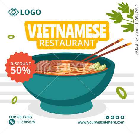 Vietnamese Food Social Media Background Illustration Flat Cartoon Hand Drawn Templates Vietnamese Food Social Media Background Illustration Flat Cartoon Hand Drawn Templates 115957494