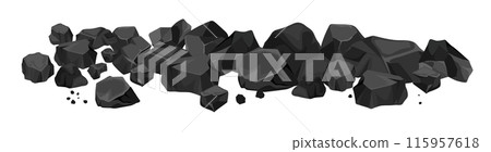 Set of border pile of energy overgrown coal. 115957618