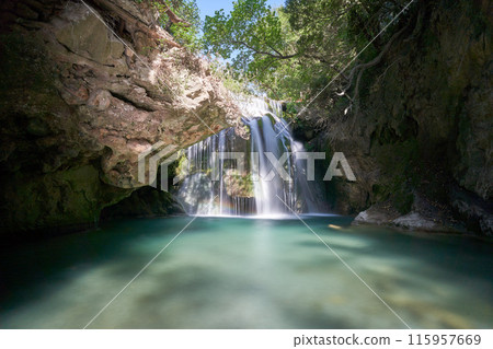 waterfall in the summer waterfall in the summer 115957669