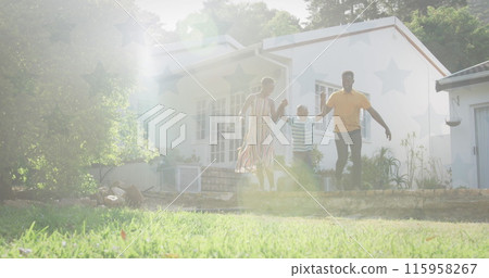 African American family walking outside, holding hands African American family walking outside, holding hands 115958267