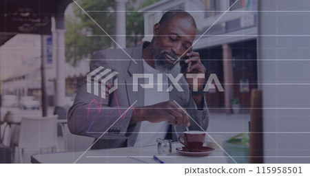 Middle-aged African American healthcare worker talking on phone 115958501