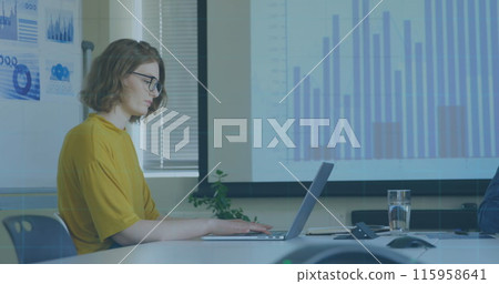 Caucasian male professional using laptop in office Caucasian male professional using laptop in office 115958641
