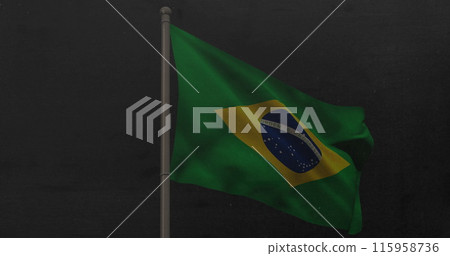 A green and yellow flag with blue globe and white stars waving A green and yellow flag with blue globe and white stars waving 115958736