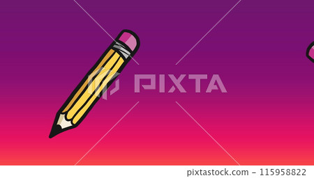 A cartoon pencil floating against gradient background 115958822