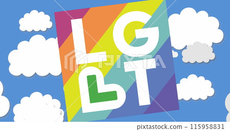LGBT sign floats among clouds on blue sky LGBT sign floats among clouds on blue sky 115958831
