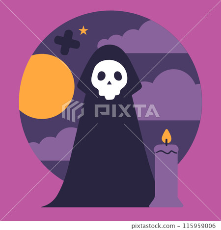Vector illustration of a simple grim reaper halloween concept 115959006